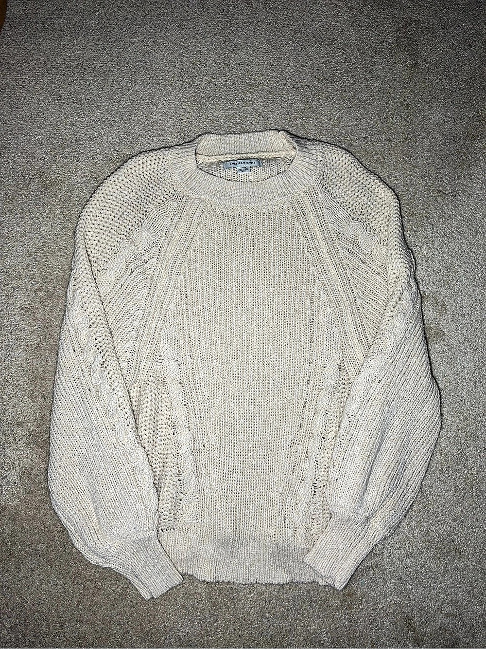 American Eagle AE Cable Knit Crew Neck Sweater Cable Knit Crewneck Sweater Size